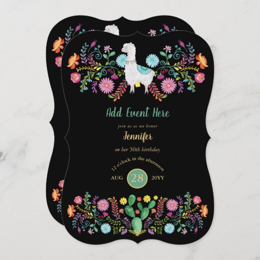 メキシカンフィエスタラマフォーク花カクティーANYイベント 招待状 (正面/裏面)