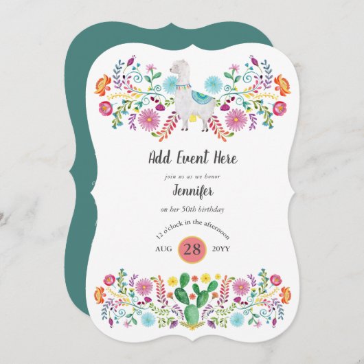 メキシカンフィエスタラマフォーク花カクティーANYイベント 招待状 (正面/裏面)