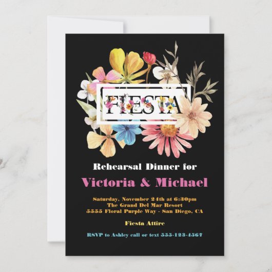 メキシカンフィエスタリハーサルディナープレス花 招待状 (正面)