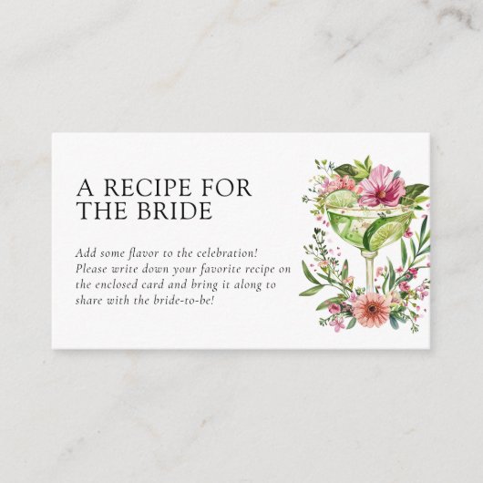 メキシカンフィエスタレシピ要求ブライダルシャワー エンクロージャーカード (正面)