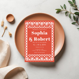 メキシカンフィエスタレッドパペルピカドボホ結婚ズ 招待状