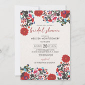 メキシカンフィエスタレッドフローラブライダルシャワー招待 招待状 (正面)