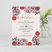 メキシカンフィエスタレッドフローラブライダルシャワー招待 招待状 (スタンド正面)