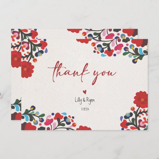 メキシカンフィエスタレッドブライダルありがとう ノートカード (正面/裏面)