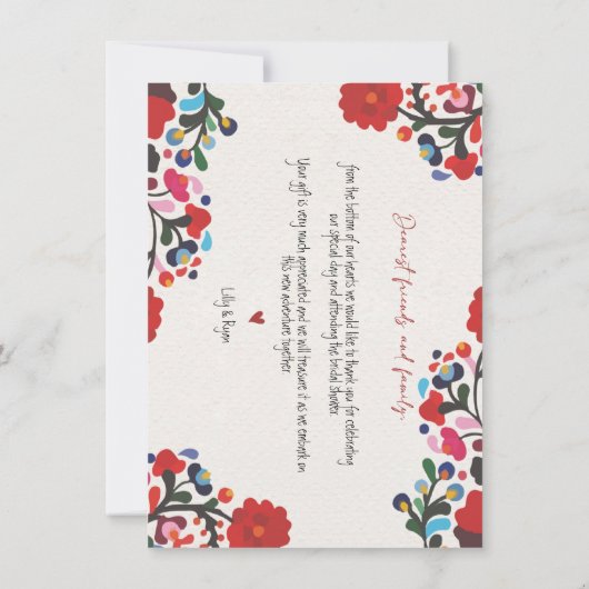 メキシカンフィエスタレッドブライダルありがとう ノートカード (裏面)