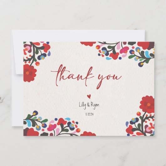 メキシカンフィエスタレッドブライダルありがとう ノートカード (正面)