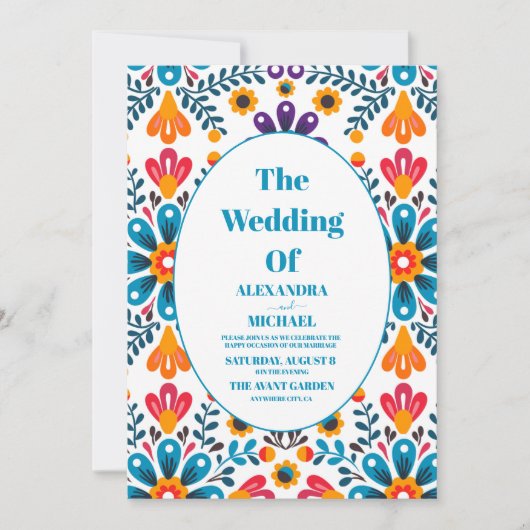 メキシカンフィエスタ刺しゅうフローラ結婚ズ 招待状 (正面)