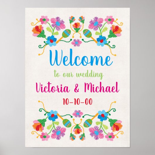 メキシカンフィエスタ刺繍ウェルカムポスター ポスター (正面)