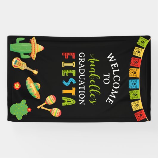 メキシカンフィエスタ卒業パーティブラックウェルカム 横断幕 (横)