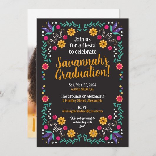 メキシカンフィエスタ卒業パーティー 招待状 (正面/裏面)