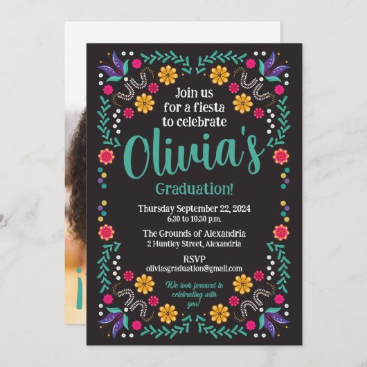 メキシカンフィエスタ卒業パーティー 招待状 (正面/裏面)