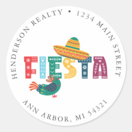 メキシカンフィエスタ招待状差出人住所ラベル ラウンドシール