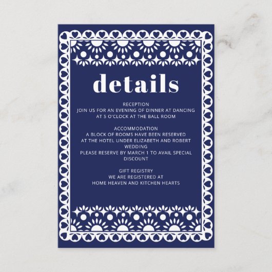 メキシカンフィエスタ海軍パペルピカドボホ結婚ズ エンクロージャーカード (正面)