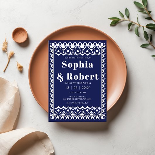 メキシカンフィエスタ海軍パペルピカドボホ結婚ズ 招待状