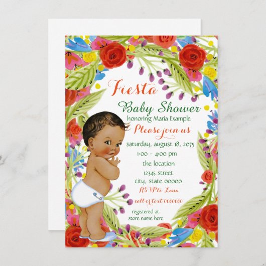 メキシカンフィエスタ男の赤ちゃんシャワー 招待状 (正面/裏面)