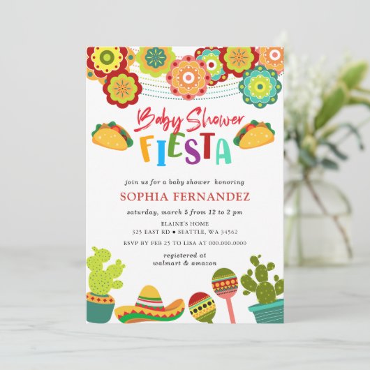 メキシカンフィエスタ男女兼用の赤ちゃんシャワー 招待状 (スタンド正面)