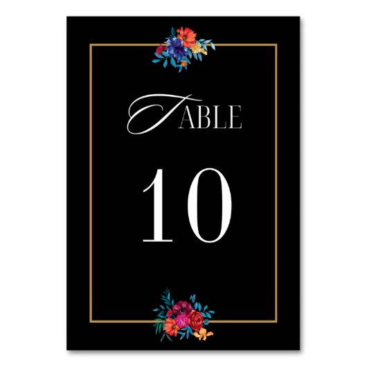 メキシカンフィエスタ結婚フラワーのブラックテーブル番号 テーブルナンバー (裏面)