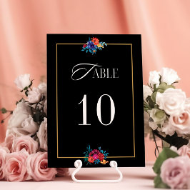 メキシカンフィエスタ結婚フラワーのブラックテーブル番号 テーブルナンバー