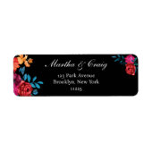 メキシカンフィエスタ結婚フラワーズブラック差出人住所 ラベル (正面)