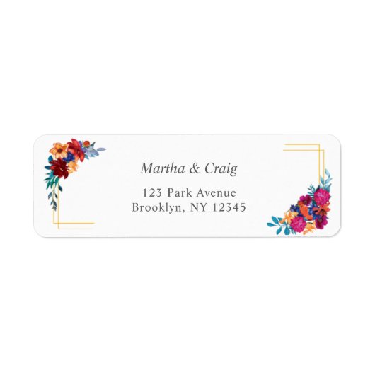 メキシカンフィエスタ結婚フラワー差出人住所ラベル ラベル (正面)