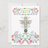 メキシカンフィエスタ聖餐式フォーク花ラマ 招待状 (正面)