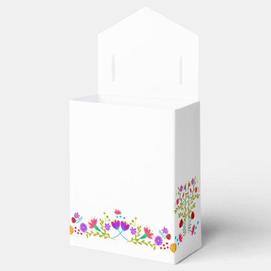 メキシカンフィエスタ花ホワイトパープルパーソナライズされた フェイバーボックス (オープン)