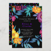 メキシカンフィエスタ花模様カップルのシャワー招待状 (正面/裏面)