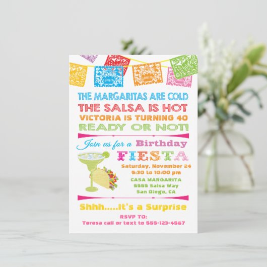 メキシカンフィエスタ誕生日パーティーへの招待 招待状 (スタンド正面)