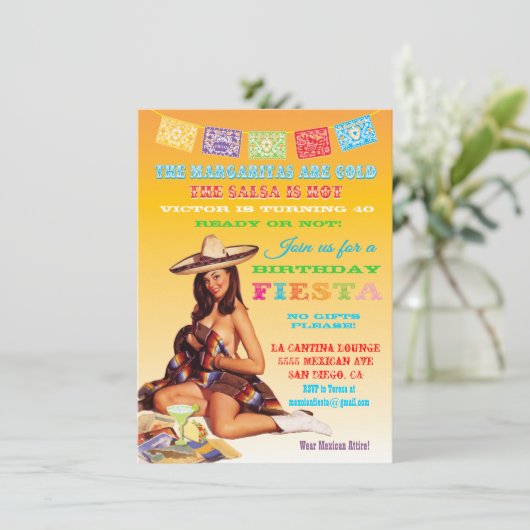 メキシカンフィエスタ誕生日パーティーへの招待 招待状 (スタンド正面)