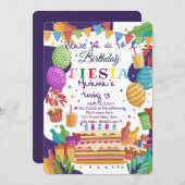 メキシカンフィエスタ誕生日パーティーへの招待 招待状 (正面/裏面)