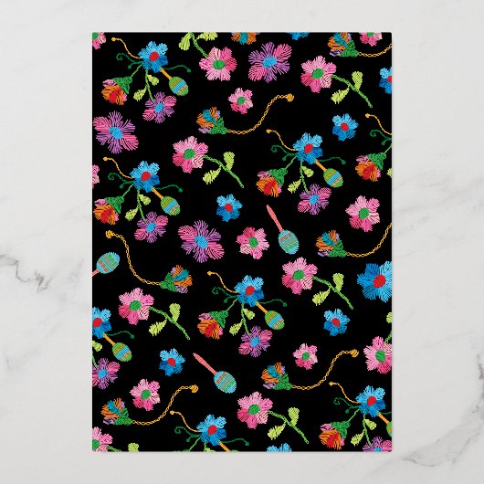 メキシカンフィエスタ誕生日パーティー刺繍箔 箔招待状 (裏面)