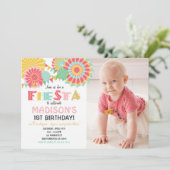 メキシカンフィエスタ誕生日パーティー招待状 ピンク ゴールド 招待状 (スタンド正面)