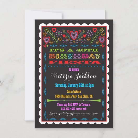 メキシカンフィエスタ誕生日パーティー招待状 招待状 (正面)