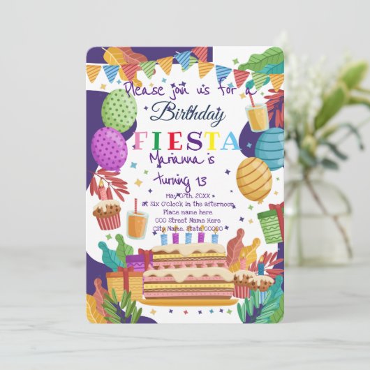 メキシカンフィエスタ誕生日パーティー招待状 招待状 (スタンド正面)