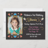 メキシカンフィエスタ誕生日パーティー金ゴールドグリッター写真 招待状 (正面)