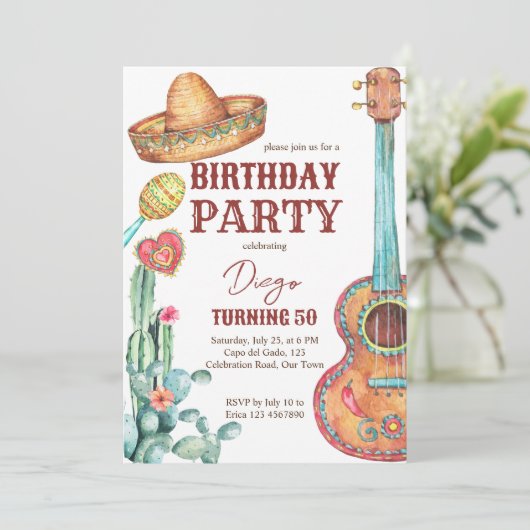 メキシカンフィエスタ誕生日パーティー 招待状 (スタンド正面)