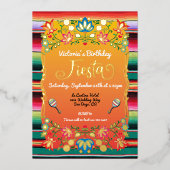 メキシカンフィエスタ誕生日パーティー 箔招待状 (正面)