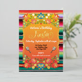 メキシカンフィエスタ誕生日パーティー 箔招待状 (立ち正面)