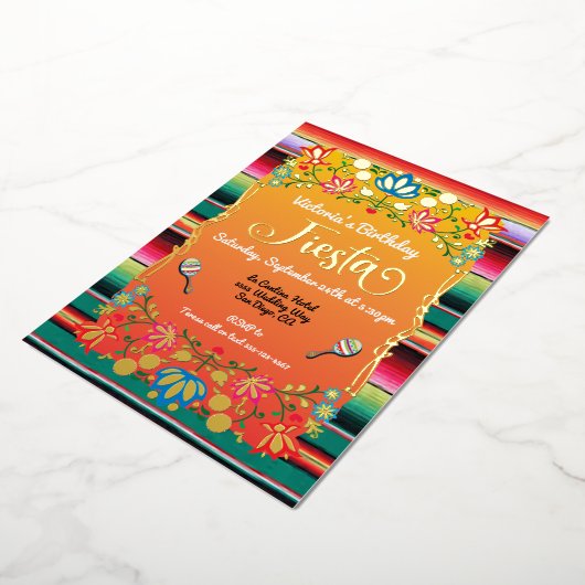 メキシカンフィエスタ誕生日パーティー 箔招待状 (回転した状態)