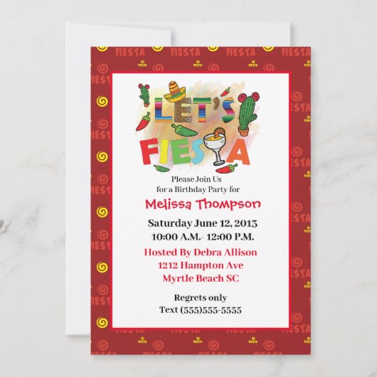 メキシカンフィエスタ誕生日招待状 招待状 (正面)