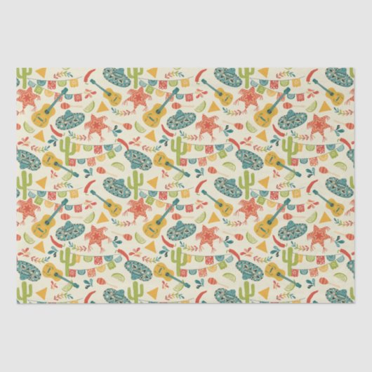 メキシカンフィエスタ誕生日 パターン(の模様が)ある 薄葉紙 (正面)