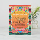 メキシカンフィエスタ金ゴールドグリッター結婚式招待状 招待状 (スタンド正面)