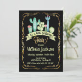 メキシカンフィエスタ金ゴールドグリッター誕生日の招待 招待状 (スタンド正面)