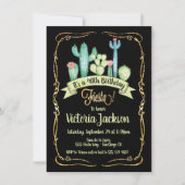 メキシカンフィエスタ金ゴールドグリッター誕生日の招待 招待状 (正面)