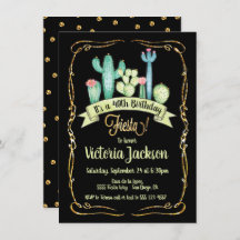 メキシカンフィエスタ金ゴールドグリッター誕生日の招待