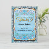 メキシカンフィエスタ金ゴールドグリッター誕生日 招待状 (スタンド正面)