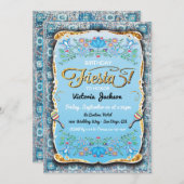 メキシカンフィエスタ金ゴールドグリッター誕生日 招待状 (正面/裏面)