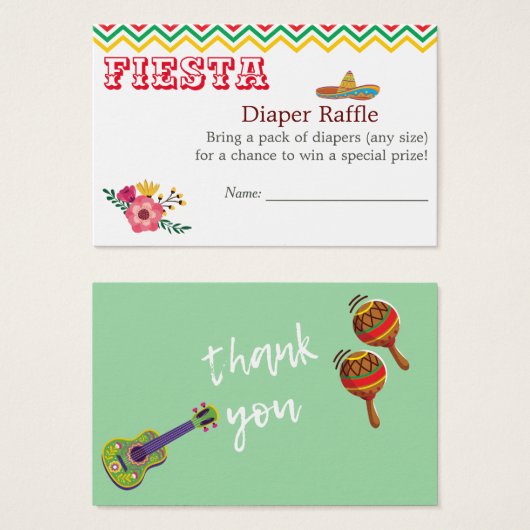 メキシカンフィエスタ魅力的赤ちゃんシャワーおむつラッフル (正面&裏面)
