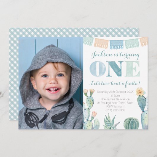 メキシカンフィエスタ1st誕生日パーティーfor boy 招待状 (正面/裏面)