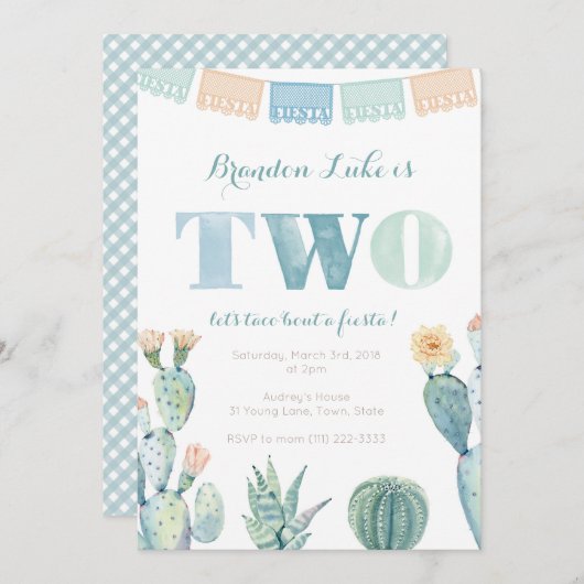 メキシカンフィエスタ2nd誕生日パーティー招待状for boy 招待状 (正面/裏面)